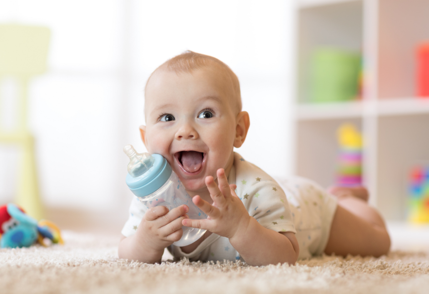 Baby with bottle