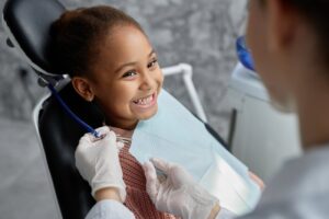 Child at her dental cleaning
